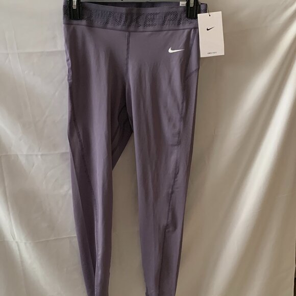 NIKE PRO Training Dri-Fit Mid Rise 7/8 Mesh Leggings in Purple Sz SMALL - Picture 3 of 9